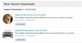 Canon and Lexmark Printer driver updates on Apple Support Downloads