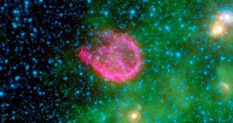 Image of N132D supernova remnant, one of the few containing organic molecules