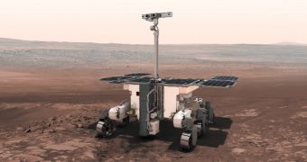 Rendering of the ExoMars rover on the surface of the Red Planet