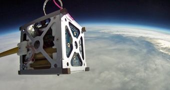 Rendering of PhoneSat 2.5 in space