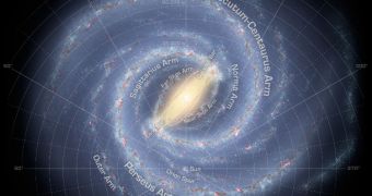 Artist's depiction of the Milky Way, based on most existing data of the galaxy