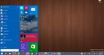 Windows 10 build 9860 Start menu