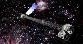 This is what the NuSTAR telescope will look like when in its extended configuration