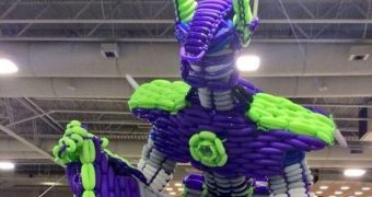 Poptimus Prime made out of balloons (click to see the full image)