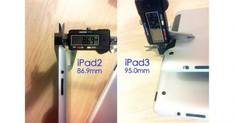 iPad cases measured with digital caliper