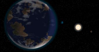 Artist impression of HD 40307 g, the star and two other planets