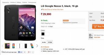 Nexus 5 now available online in India