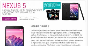 Nexus 5 now listed at Telstra
