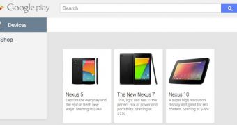 Nexus 5 listing on Google Play Store