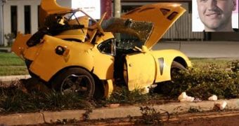 Nick Hogan’s car after the 2007 crash which left friend John Graziano with severe brain damage