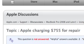 Apple Discussions forum post (screenshot)