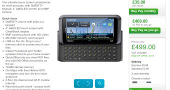 Nokia E7 on Nokia's UK website