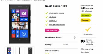 Nokia Lumia 1020 now on pre-order at Three UK