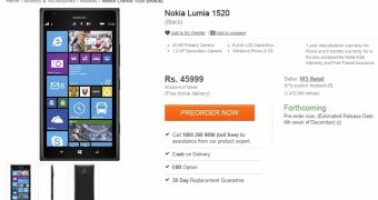 Nokia Lumia 1520 now on pre-order at Flipkart