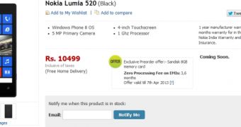 Nokia Lumia 520 pre-order page