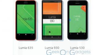 Nokia Lumia 635, 930 and 530