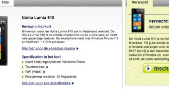 Nokia Lumia 910 Listed by Dutch Retailer