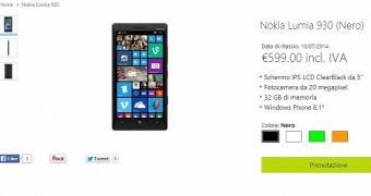 Nokia Lumia 930 at Microsoft Store in Italy