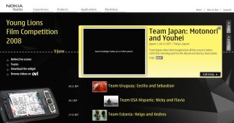 Snapshot from the Nokia Nseries website dedicated to the Young Lions Film Competition