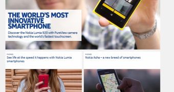 Nokia's redesigned website
