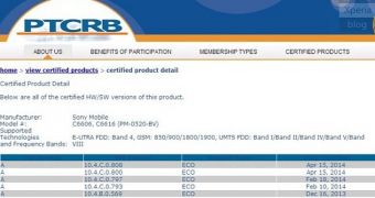 PTCRB certification (screenshot)