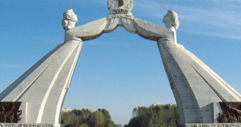 The Arch of Reunification is a symbol of North Korea's desire to reunite the nation under a singel rule
