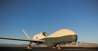 This is the first completed MQ-4C Triton, built by Northrop Grumman for the US Navy