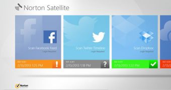 Norton Satellite is offered with a freeware license on Windows 8 and RT