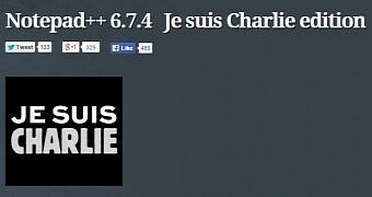 Je suis Charlie edition of Notepad++ continues to be available