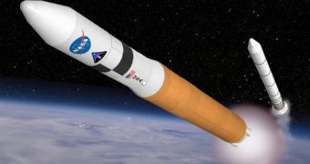 NASA's Ares V rocket will launch the cargo needed to build a Moon base - its second stage could be nuclear-powered, says a top scientist