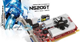 MSI GeForce GT 520 graphics card with retail packaging