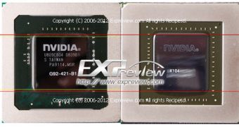 Nvidia GK104 Kepler GPU die vs nVIDIA G92b GPU