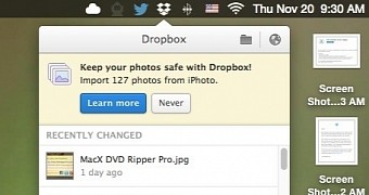 Dropbox drop-down menu