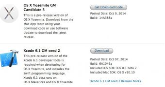 Yosemite and Xcode downloads for developers