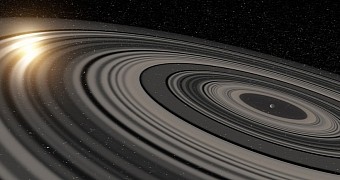 Artist's impression of the ring system around J1407b