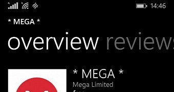 Mega for Windows Phone store listing