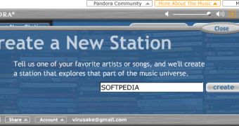 Create a new station on Pandora