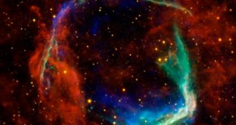 This is a multi-wavelength image of RCW 86, the oldest known supernova remnant