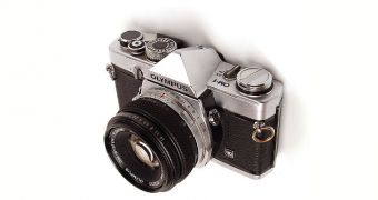 Olympus OM-1 35mm SLR camera released in teh 1970's