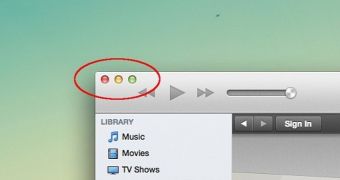 OS X uses "Traffic Lights" to symbolize the close / minimize / maximize commands