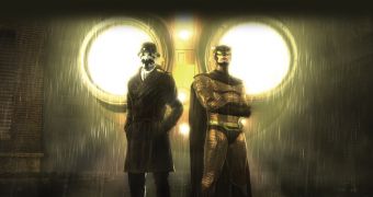 The two main heroes, Rorschach and Nite Owl