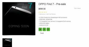 Oppo Find 7 now listed on pre-order