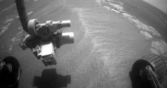 This is a picture sent back by Opportunity, on sol 1893