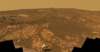 A panoramic image of Opportunity's surroundings