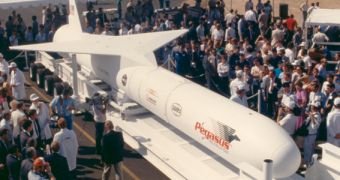 This is the Pegasus XL air-launched rocket developed by OSC