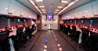 Interior of the mobile command center provided by Verizon
