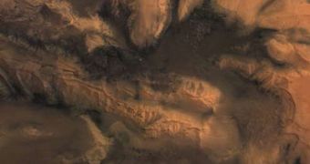 This is a view of Valles Marineris, as viewed from the European Space Agency (ESA) Mars Express orbiter