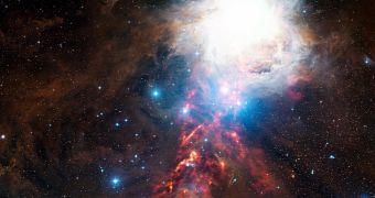 Orion Glows Fiery Red in Spectacular Space Photo