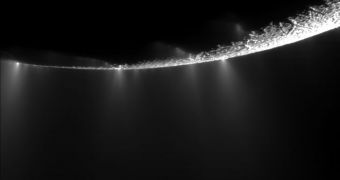 This is a previous image of Enceladus' geysers, also captured by Cassini