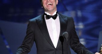 Jean Dujardin screams for joy as he wins Best Actor at the Oscars 2012
